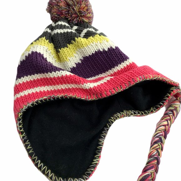 KAVU Ear Flap Trapper Wool Pom Pom Hat Multicolor - Picture 4 of 7